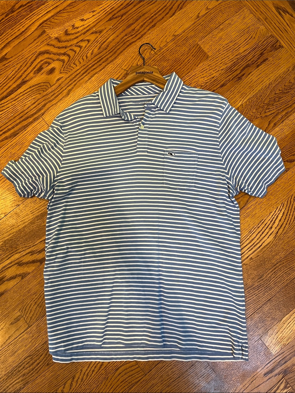 Vineyard Vines Blue & White Striped Polo Shirt